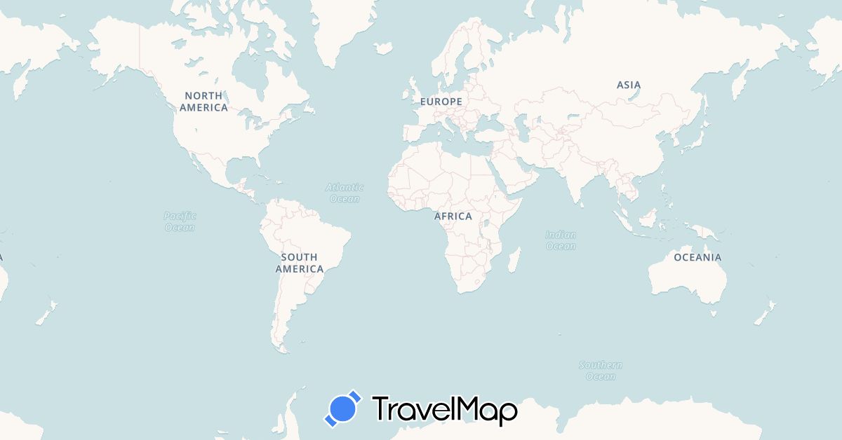 TravelMap itinerary: driving, motorbike in Angola, Benin, Botswana, Republic of the Congo, Côte d'Ivoire, Cameroon, Spain, France, United Kingdom, Ghana, Gambia, Guinea, Morocco, Mauritania, Namibia, Nigeria, Senegal, Togo, South Africa, Zimbabwe (Africa, Europe)